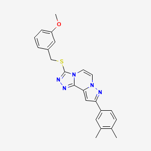 molecular formula C23H21N5OS B14884921 9-(3,4-Dimethylphenyl)-3-((3-methoxybenzyl)thio)pyrazolo[1,5-a][1,2,4]triazolo[3,4-c]pyrazine 