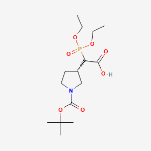 molecular formula C15H28NO7P B14884996 2-((S)-1-(tert-Butoxycarbonyl)pyrrolidin-3-yl)-2-(diethoxyphosphoryl)acetic acid 