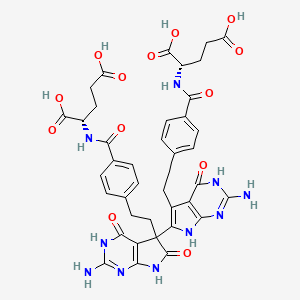 molecular formula C40H40N10O13 B14885046 (2S,2'S)-2,2'-((4,4'-((2,2'-Diamino-4,4',6-trioxo-1,4,4',6,7,7'-hexahydro-1'H,5H-[5,6'-bipyrrolo[2,3-d]pyrimidine]-5,5'-diyl)bis(ethane-2,1-diyl))bis(benzoyl))bis(azanediyl))diglutaric acid 