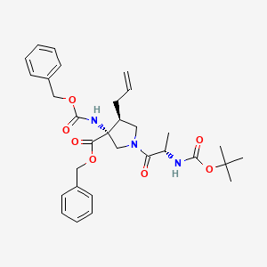 molecular formula C31H39N3O7 B14885061 Benzyl (3R,4S)-4-allyl-3-(((benzyloxy)carbonyl)amino)-1-((tert-butoxycarbonyl)-L-alanyl)pyrrolidine-3-carboxylate 