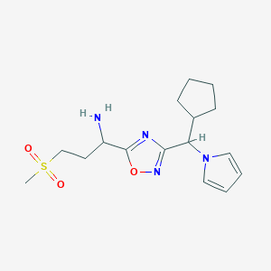 1-(3-(cyclopentyl(1H-pyrrol-1-yl)methyl)-1,2,4-oxadiazol-5-yl)-3-(methylsulfonyl)propan-1-amine