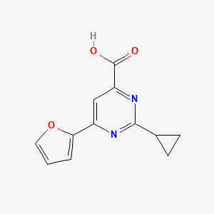 molecular formula C12H10N2O3 B14885148 2-Cyclopropyl-6-(furan-2-yl)pyrimidine-4-carboxylic acid 