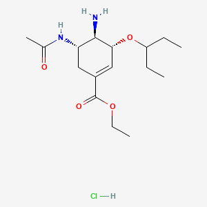 molecular formula C16H29ClN2O4 B14885225 Ethyl (3R,4R,5S)-5-acetamido-4-amino-3-(pentan-3-yloxy)cyclohex-1-ene-1-carboxylate Hydrochloride (Oseltamivir Impurity pound(c) 