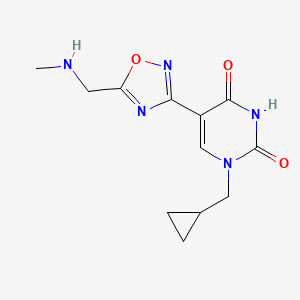 molecular formula C12H15N5O3 B14885269 1-(cyclopropylmethyl)-5-(5-((methylamino)methyl)-1,2,4-oxadiazol-3-yl)pyrimidine-2,4(1H,3H)-dione 