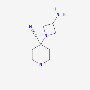 molecular formula C10H18N4 B14885334 4-(3-Aminoazetidin-1-yl)-1-methylpiperidine-4-carbonitrile 