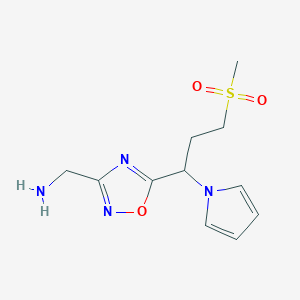 molecular formula C11H16N4O3S B14885510 (5-(3-(methylsulfonyl)-1-(1H-pyrrol-1-yl)propyl)-1,2,4-oxadiazol-3-yl)methanamine 