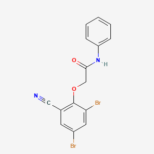 molecular formula C15H10Br2N2O2 B14885572 2-(2,4-dibromo-6-cyanophenoxy)-N-phenylacetamide 