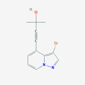 molecular formula C12H11BrN2O B14885697 4-(3-Bromopyrazolo[1,5-a]pyridin-4-yl)-2-methylbut-3-yn-2-ol 