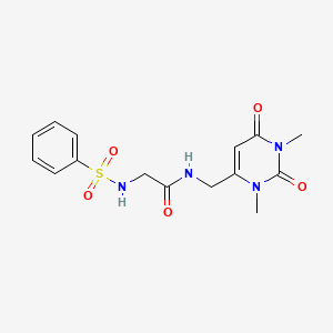 molecular formula C15H18N4O5S B14885810 N-((1,3-dimethyl-2,6-dioxo-1,2,3,6-tetrahydropyrimidin-4-yl)methyl)-2-(phenylsulfonamido)acetamide 