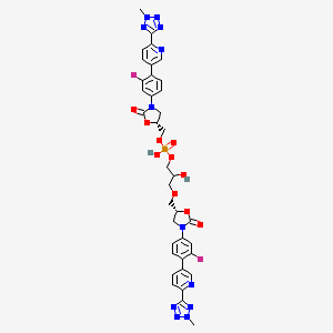 molecular formula C37H35F2N12O10P B14885875 3-(((R)-3-(3-Fluoro-4-(6-(2-methyl-2H-tetrazol-5-yl)pyridin-3-yl)phenyl)-2-oxooxazolidin-5-yl)methoxy)-2-hydroxypropyl (((R)-3-(3-fluoro-4-(6-(2-methyl-2H-tetrazol-5-yl)pyridin-3-yl)phenyl)-2-oxooxazolidin-5-yl)methyl) hydrogen phosphate 