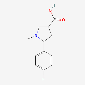 molecular formula C12H14FNO2 B14885911 5-(4-Fluorophenyl)-1-methylpyrrolidine-3-carboxylic acid 