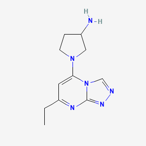 molecular formula C11H16N6 B1488599 1-(7-Ethyl-[1,2,4]triazolo[4,3-a]pyrimidin-5-yl)pyrrolidin-3-amine CAS No. 2097993-64-9