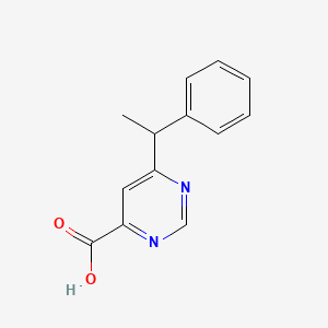 molecular formula C13H12N2O2 B14886034 6-(1-Phenylethyl)pyrimidine-4-carboxylic acid 