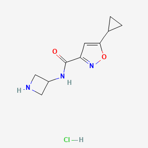 molecular formula C10H14ClN3O2 B1488605 N-(azetidin-3-yl)-5-cyclopropylisoxazole-3-carboxamide hydrochloride CAS No. 1579892-37-7