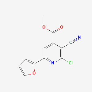 Methyl 2-chloro-3-cyano-6-(furan-2-yl)isonicotinate