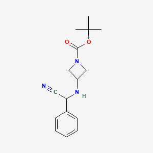 molecular formula C16H21N3O2 B14886208 Tert-butyl 3-((cyano(phenyl)methyl)amino)azetidine-1-carboxylate 