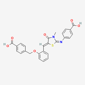 4-{[(2E,5Z)-5-{2-[(4-carboxybenzyl)oxy]benzylidene}-3-methyl-4-oxo-1,3-thiazolidin-2-ylidene]amino}benzoic acid