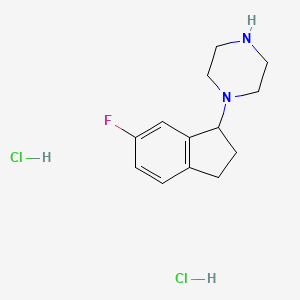 molecular formula C13H19Cl2FN2 B14886245 1-(6-fluoro-2,3-dihydro-1H-inden-1-yl)piperazine dihydrochloride 