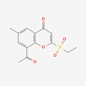 molecular formula C14H14O5S B14886298 8-Acetyl-2-(ethylsulfonyl)-6-methyl-4H-chromen-4-one 