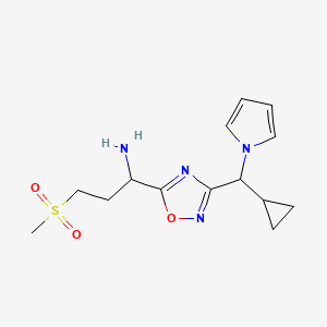 molecular formula C14H20N4O3S B14886313 1-(3-(cyclopropyl(1H-pyrrol-1-yl)methyl)-1,2,4-oxadiazol-5-yl)-3-(methylsulfonyl)propan-1-amine 