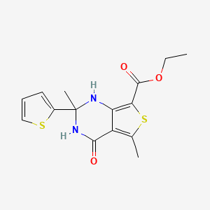 Ethyl 2,5-dimethyl-4-oxo-2-(thiophen-2-yl)-1,2,3,4-tetrahydrothieno[3,4-d]pyrimidine-7-carboxylate