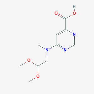 molecular formula C10H15N3O4 B14886350 6-((2,2-Dimethoxyethyl)(methyl)amino)pyrimidine-4-carboxylic acid 