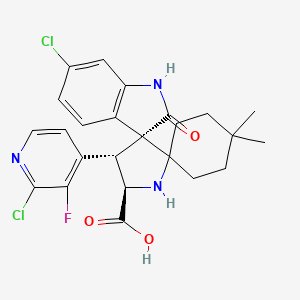 molecular formula C24H24Cl2FN3O3 B14886505 (3'R,4'S,5'R)-6''-Chloro-4'-(2-chloro-3-fluoropyridin-4-yl)-4,4-dimethyl-2''-oxodispiro[cyclohexane-1,2'-pyrrolidine-3',3''-indoline]-5'-carboxylic acid 