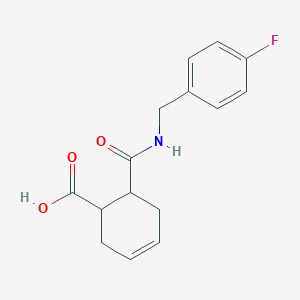 molecular formula C15H16FNO3 B14886597 6-[(4-Fluorobenzyl)carbamoyl]cyclohex-3-ene-1-carboxylic acid 