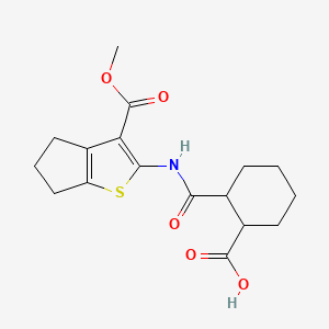 molecular formula C17H21NO5S B14886614 2-{[3-(methoxycarbonyl)-5,6-dihydro-4H-cyclopenta[b]thiophen-2-yl]carbamoyl}cyclohexanecarboxylic acid 