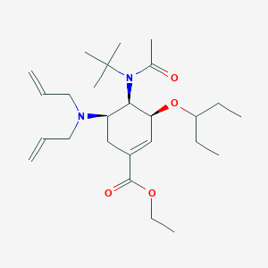 molecular formula C26H44N2O4 B14886637 (3S,4R,5R)-Ethyl-4-(N-(tert-butyl)acetamido)-5-(diallylamino)-3-(pentan-3-yloxy)cyclohex-1-ene-1-carboxylate (Oseltamivir Impurity pound(c) 