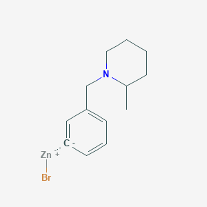 molecular formula C13H18BrNZn B14886642 3-[(2-Methyl-1-piperidino)methyl]phenylZinc bromide 