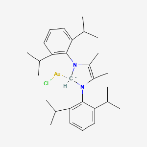 molecular formula C29H41AuClN2- B14886648 Chloro{1,3-bis[2,6-bis(1-methylethyl)phenyl]-1,3-dihydro-4,5-dimethyl-2H-imidazol-2-ylidene}gold(I) 