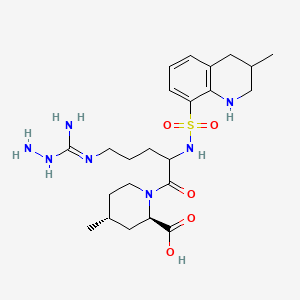 molecular formula C23H37N7O5S B14886667 (2R,4R)-1-(5-(Hydrazinecarboximidamido)-2-((3-methyl-1,2,3,4-tetrahydroquinoline)-8-sulfonamido)pentanoyl)-4-methylpiperidine-2-carboxylic acid 