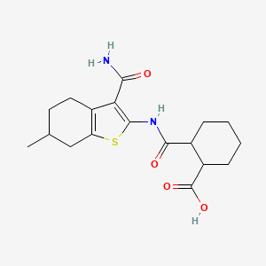 molecular formula C18H24N2O4S B14886679 2-[(3-Carbamoyl-6-methyl-4,5,6,7-tetrahydro-1-benzothiophen-2-yl)carbamoyl]cyclohexanecarboxylic acid 