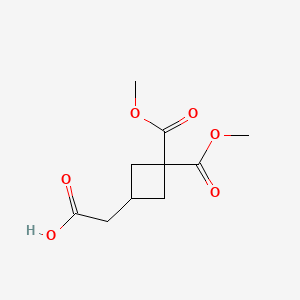 molecular formula C10H14O6 B14886869 2-(3,3-Bis(methoxycarbonyl)cyclobutyl)acetic acid 