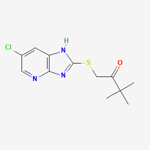 molecular formula C12H14ClN3OS B14886873 1-[(6-chloro-3H-imidazo[4,5-b]pyridin-2-yl)sulfanyl]-3,3-dimethylbutan-2-one 