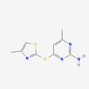 molecular formula C9H10N4S2 B14887033 4-Methyl-6-((4-methylthiazol-2-yl)thio)pyrimidin-2-amine 