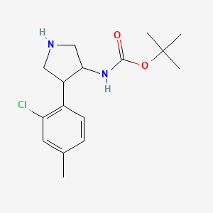molecular formula C16H23ClN2O2 B1488720 Tert-butyl (4-(2-chloro-4-methylphenyl)pyrrolidin-3-yl)carbamate CAS No. 2098008-88-7