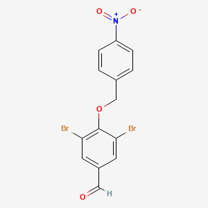 molecular formula C14H9Br2NO4 B14887275 3,5-Dibromo-4-(4-nitro-benzyloxy)-benzaldehyde 