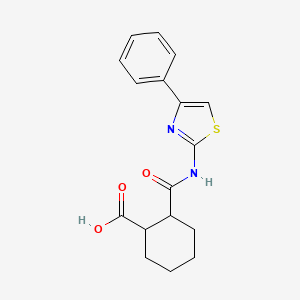 molecular formula C17H18N2O3S B14887318 2-[(4-Phenyl-1,3-thiazol-2-yl)carbamoyl]cyclohexanecarboxylic acid 