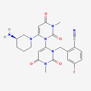 (R)-2-((6-(3-Aminopiperidin-1-yl)-1',3-dimethyl-2,2',4,6'-tetraoxo-1',3,4,6'-tetrahydro-2H-[1,4'-bipyrimidin]-3'(2'H)-yl)methyl)-4-fluorobenzonitrile