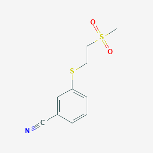 molecular formula C10H11NO2S2 B14887332 3-((2-(Methylsulfonyl)ethyl)thio)benzonitrile 