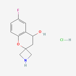 molecular formula C11H13ClFNO2 B14887402 6'-Fluorospiro[azetidine-3,2'-chroman]-4'-ol hydrochloride 