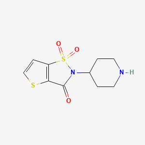 molecular formula C10H12N2O3S2 B1488743 2-(piperidin-4-yl)thieno[2,3-d]isothiazol-3(2H)-one 1,1-dioxide CAS No. 2097945-97-4