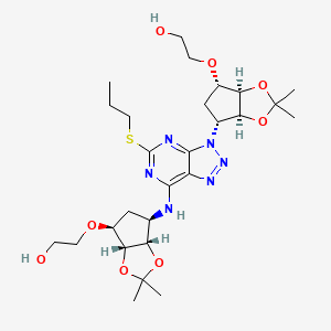 2-(((3AR,4S,6R,6aS)-6-((3-((3aS,4R,6S,6aR)-6-(2-hydroxyethoxy)-2,2-dimethyltetrahydro-4H-cyclopenta[d][1,3]dioxol-4-yl)-5-(propylthio)-3H-[1,2,3]triazolo[4,5-d]pyrimidin-7-yl)amino)-2,2-dimethyltetrahydro-4H-cyclopenta[d][1,3]dioxol-4-yl)oxy)ethan-1-ol