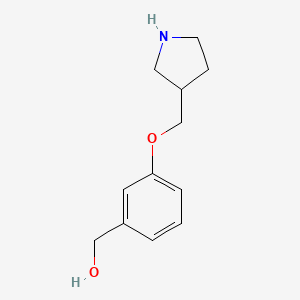 molecular formula C12H17NO2 B1488749 {3-[(Pyrrolidin-3-yl)methoxy]phenyl}methanol CAS No. 1250323-02-4