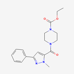 ethyl 4-(1-methyl-3-phenyl-1H-pyrazole-5-carbonyl)piperazine-1-carboxylate