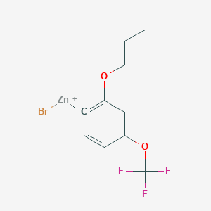 molecular formula C10H10BrF3O2Zn B14887500 (2-n-Propyloxy-4-(trifluoromethoxy)phenyl)Zinc bromide 