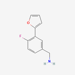 molecular formula C11H10FNO B14887584 (4-Fluoro-3-(furan-2-yl)phenyl)methanamine 