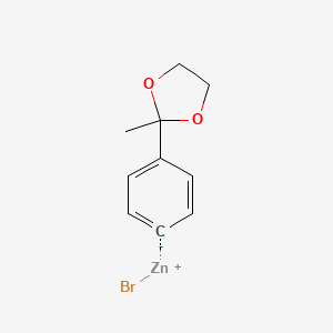 molecular formula C10H11BrO2Zn B14887671 (4-(2-Methyl-1,3-dioxolan-2-yl)phenyl)Zinc bromide 